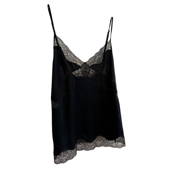 FLEUR DU MAL Silk Lace Detail Camisole Black Small - Picture 2 of 4